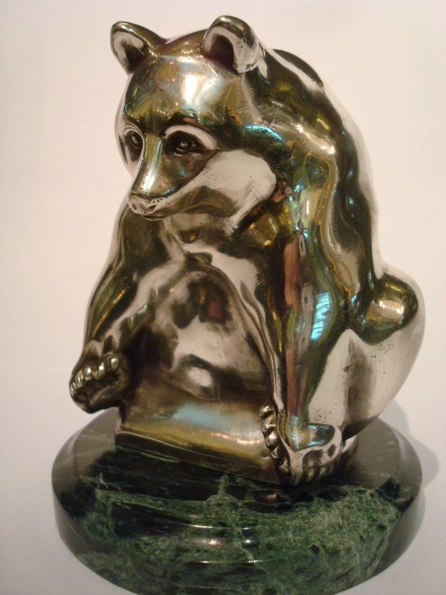 Grisby Bear Silver Plated Bronze Art Deco, France, circa 1925 2