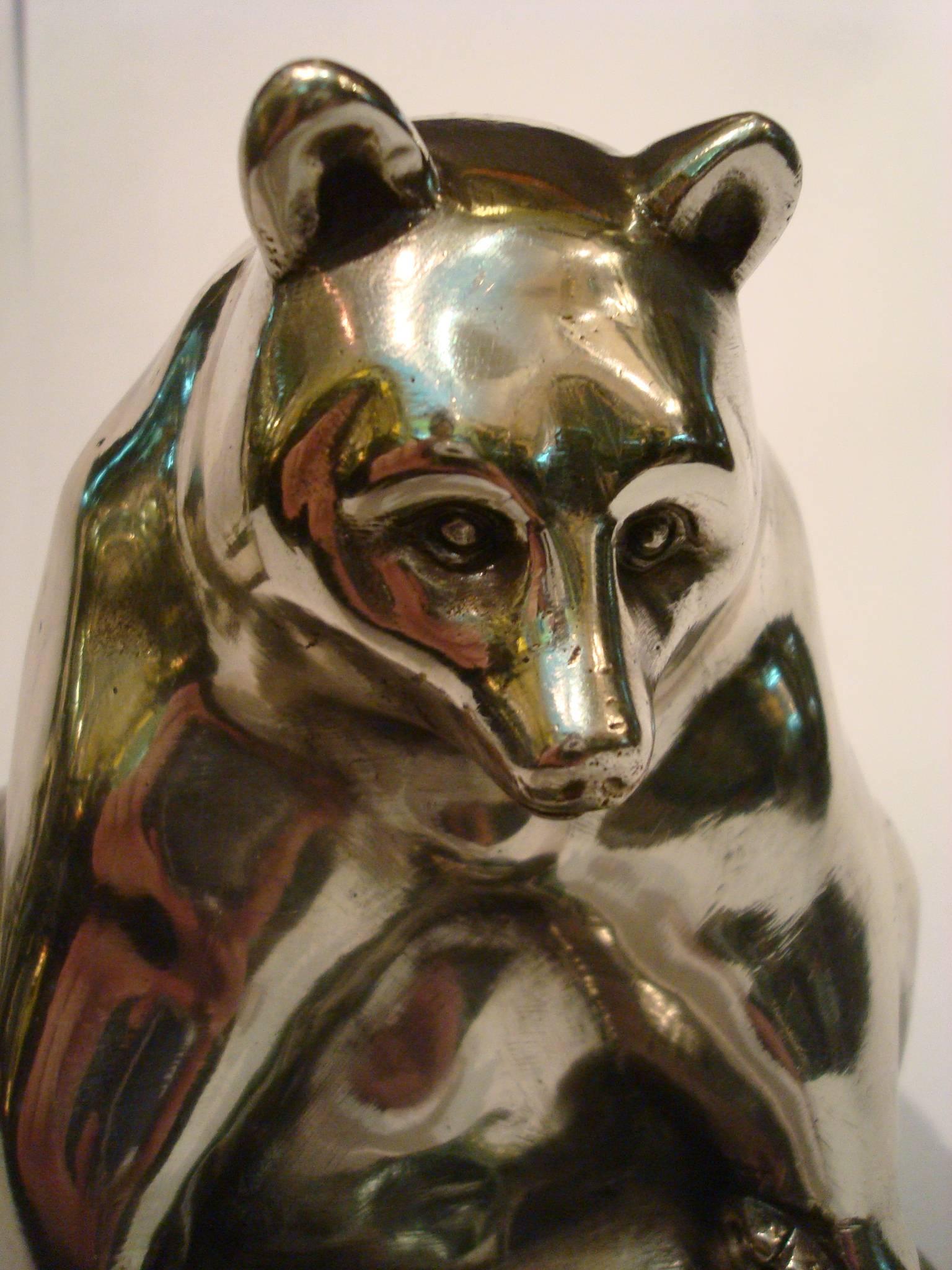 Grisby Bear Silver Plated Bronze Art Deco, France, circa 1925 3