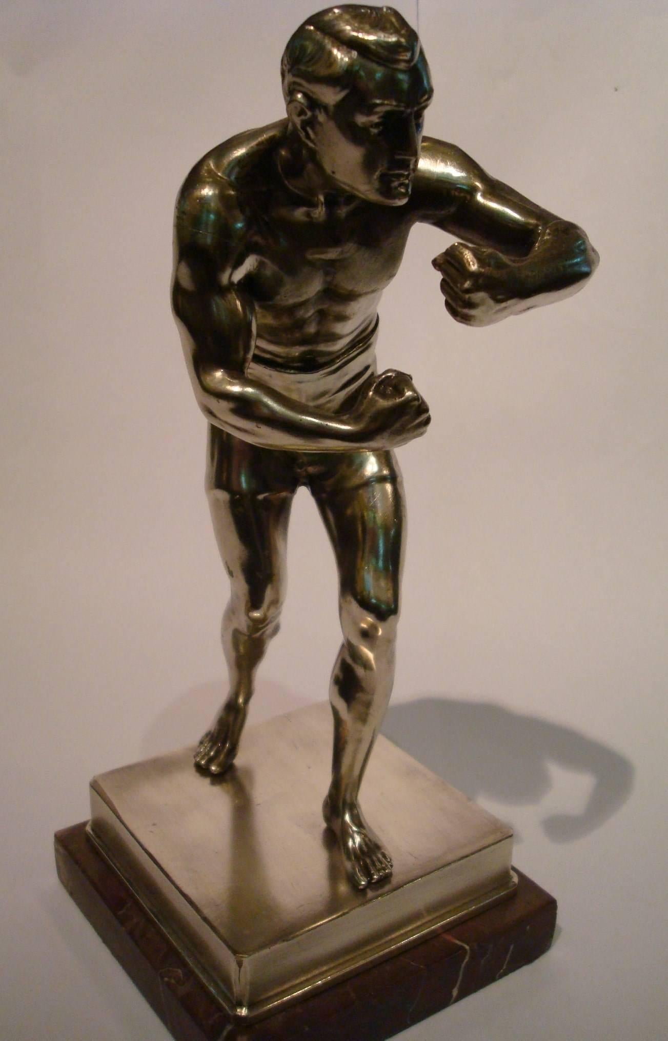 Modern Sculptureof a  Boxer Signed Bertin, France, circa 1930 For Sale