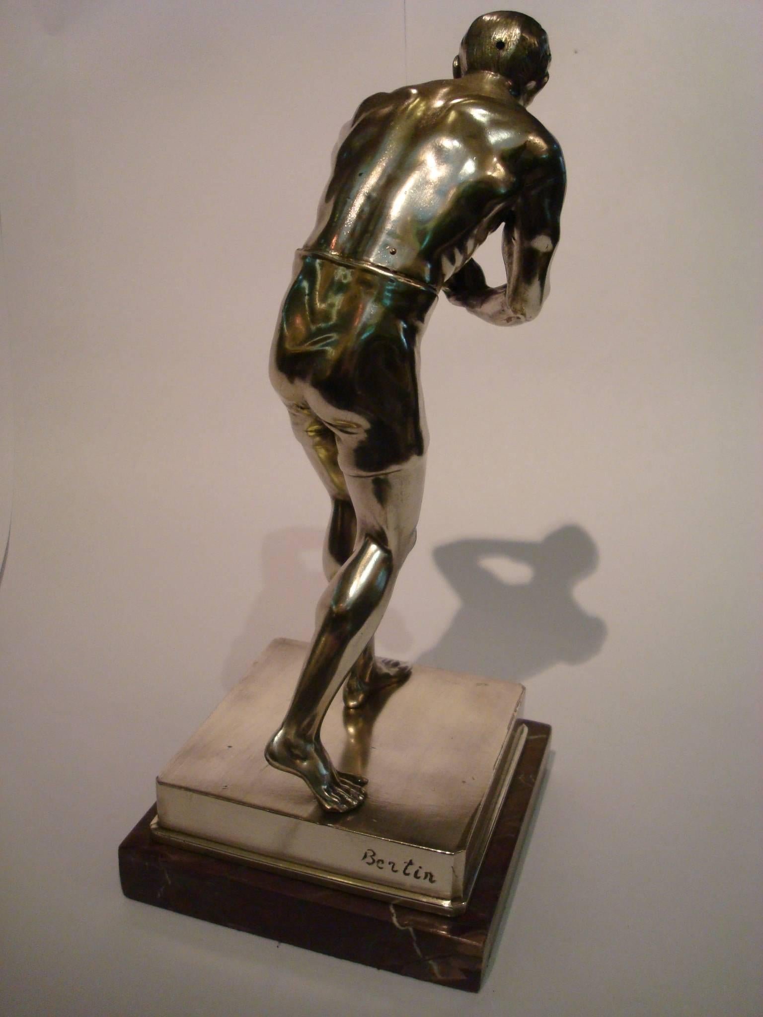 Mid-20th Century Sculptureof a  Boxer Signed Bertin, France, circa 1930 For Sale