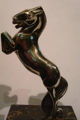 Art Deco Silvered Bronze Horse Bookends by Becquerel, France, 1930