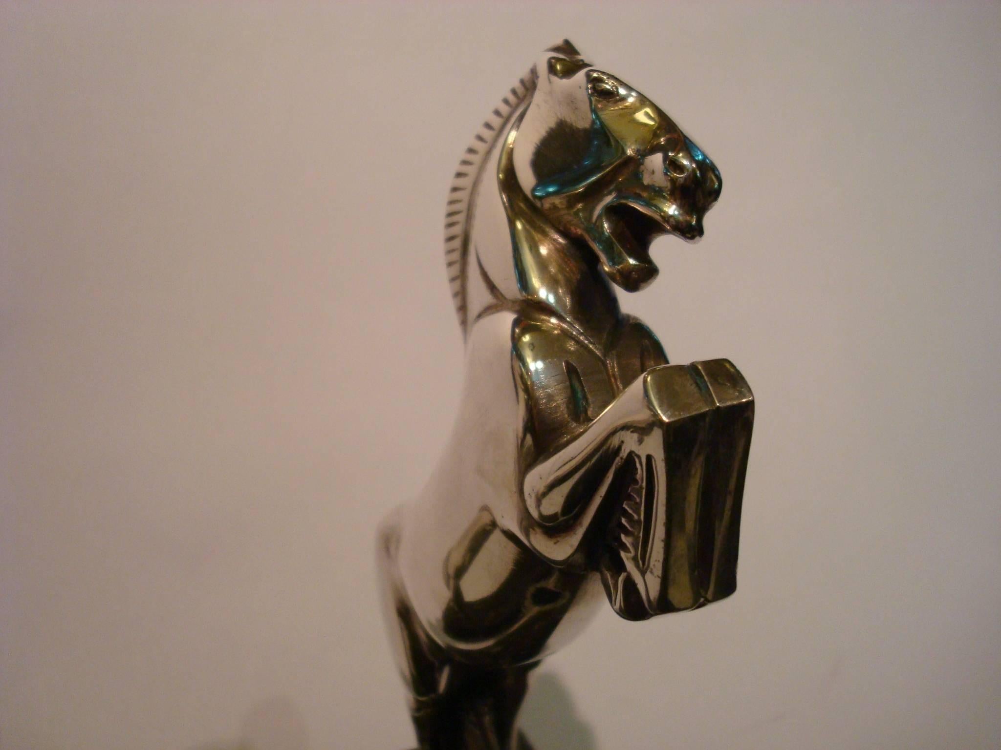 Mid-20th Century Art Deco Silvered Bronze Horse Bookends by Becquerel, France, 1930