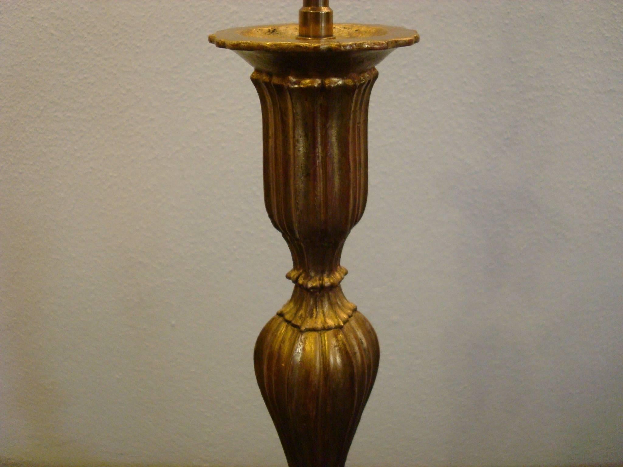 Pair of Giltwood and Brass Table Lamps, Wiener Secession For Sale 3