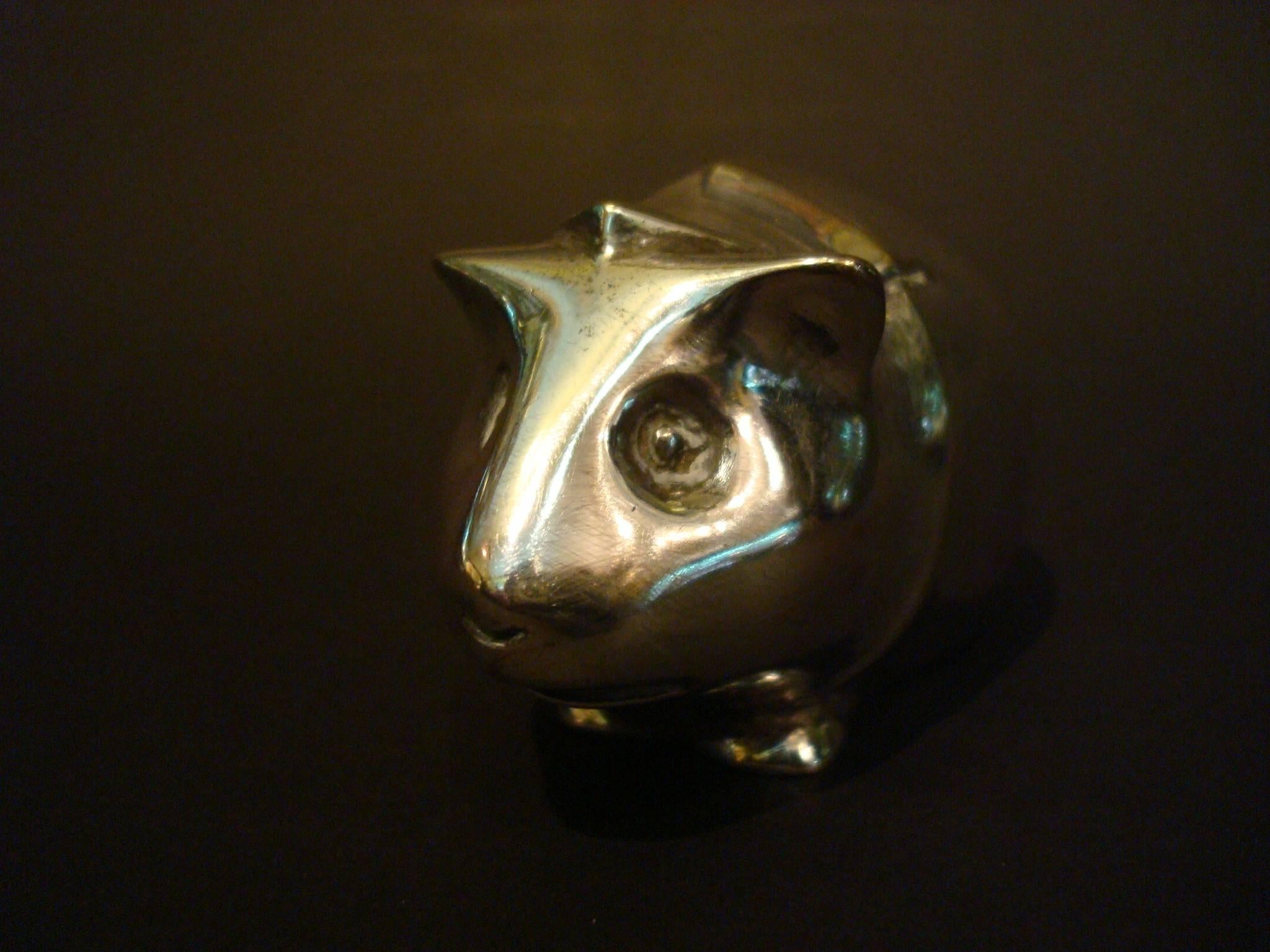 Edouard Marcel Sandoz (Swiss, 1881-1971,) Guinea pig silver plated bronze paperweight. Marked 