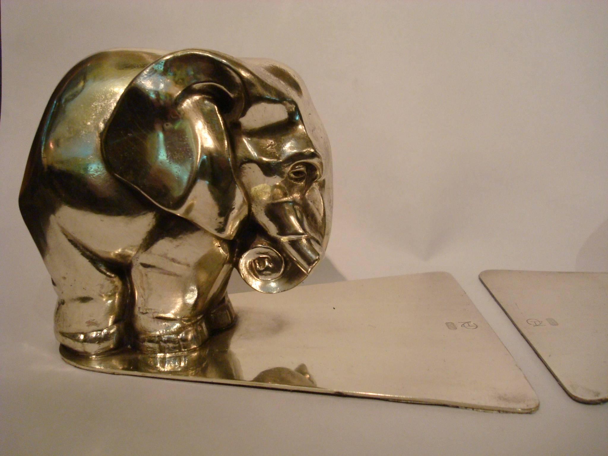 Dutch Pair of Art Deco Elephant Bookends by George Nilsson for Gero Holland