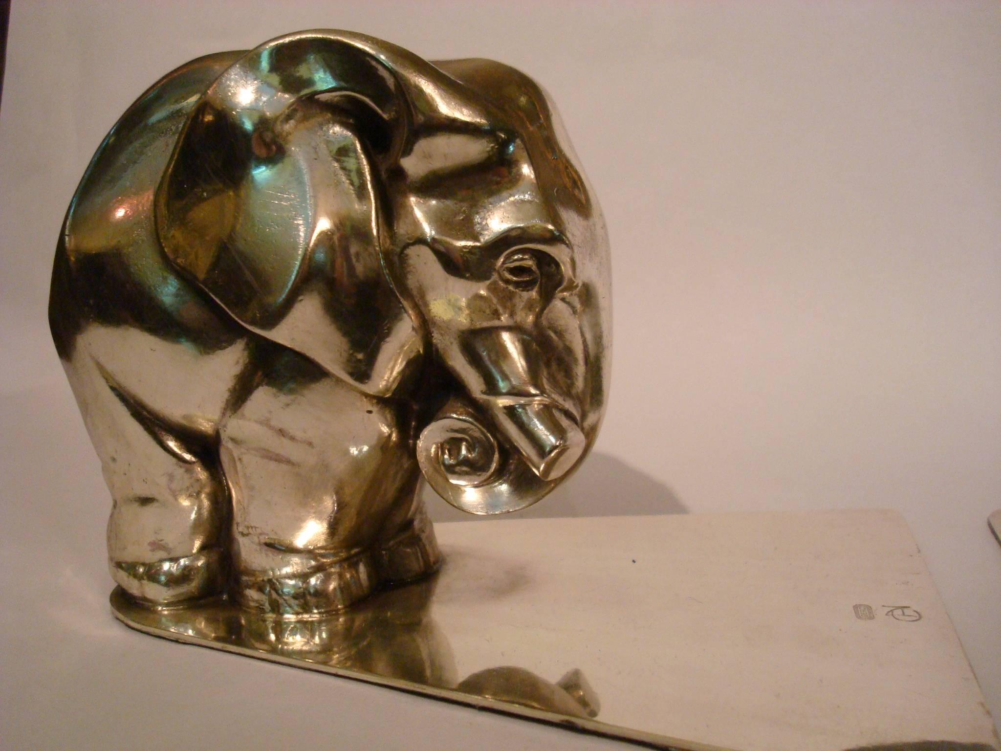 Pair of Art Deco Elephant Bookends by George Nilsson for Gero Holland 3