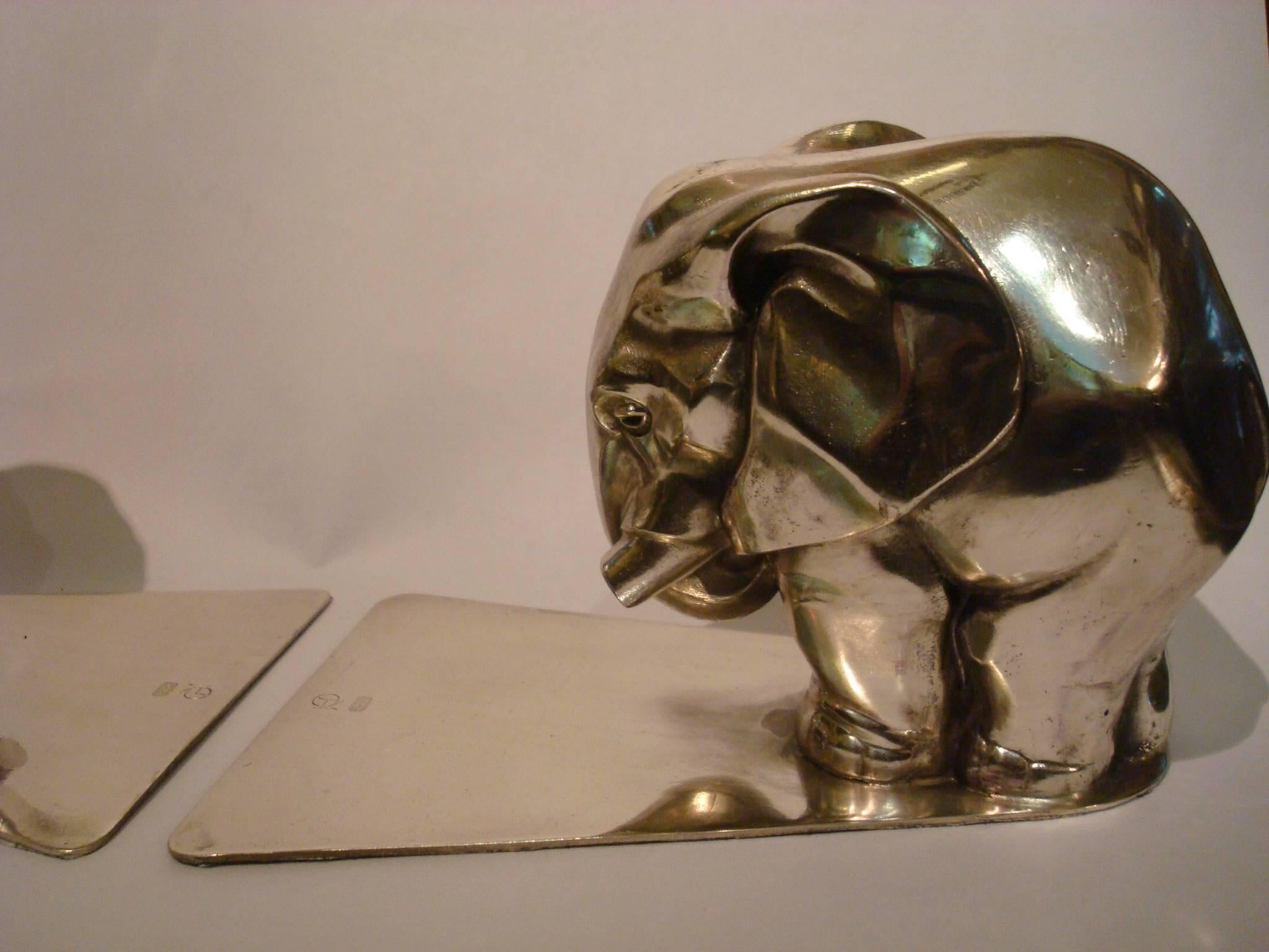 Pair of Art Deco Elephant Bookends by George Nilsson for Gero Holland 4
