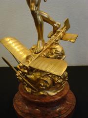 Early Aviation Golden Bronze Statue, France, 1910