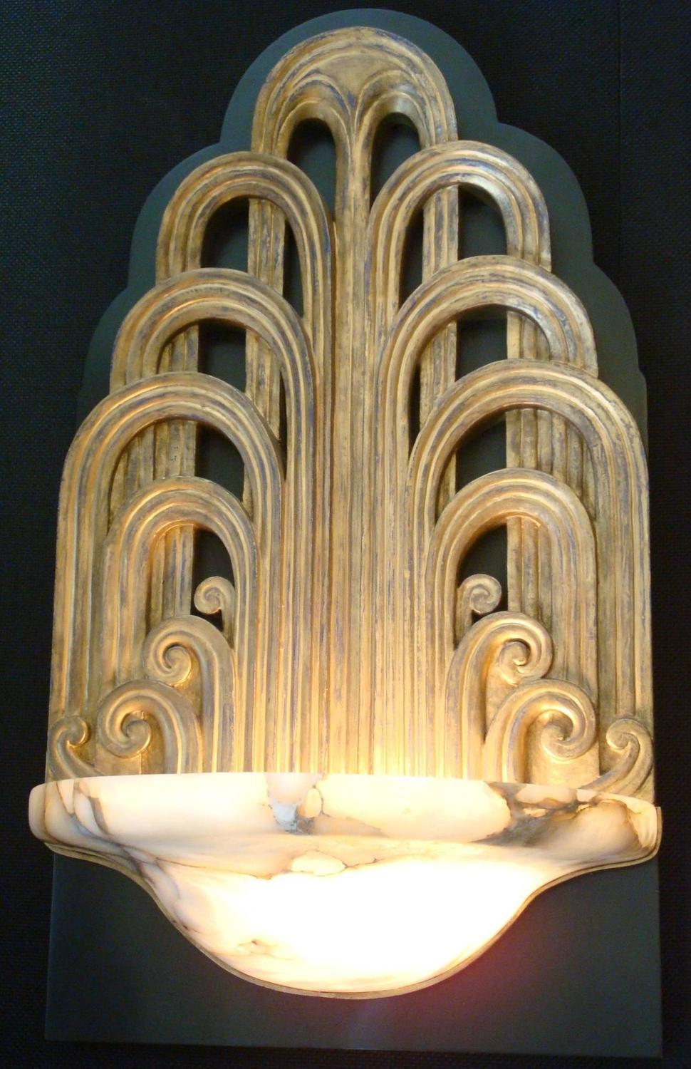 Pair of Art Deco Fountain Sconces Wall Lights Theater Lamps, circa 1930 For Sale at 1stdibs