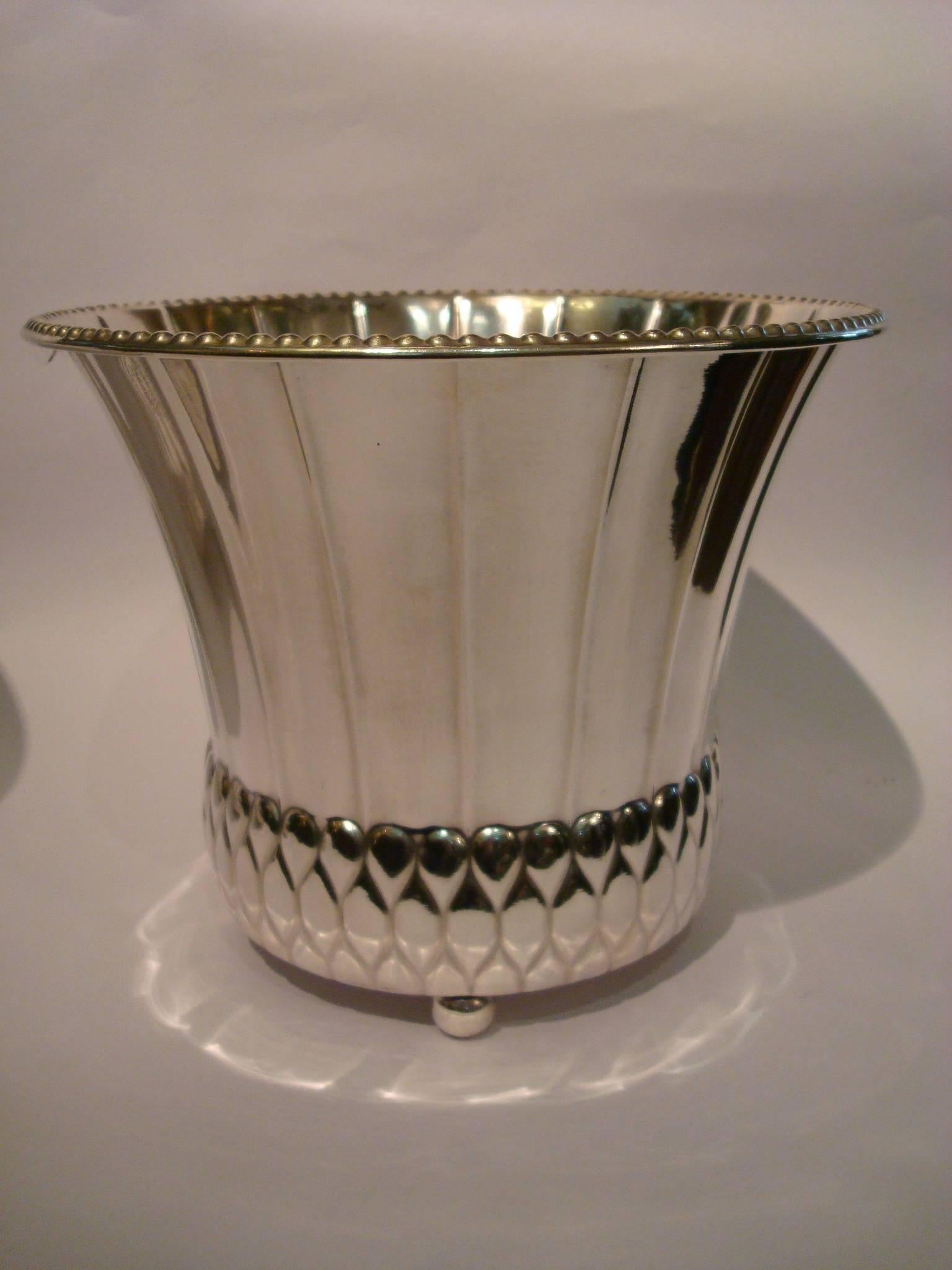 Early 20th Century Pair of Art Deco Planters Silver Plated Brass, Germany, 1920