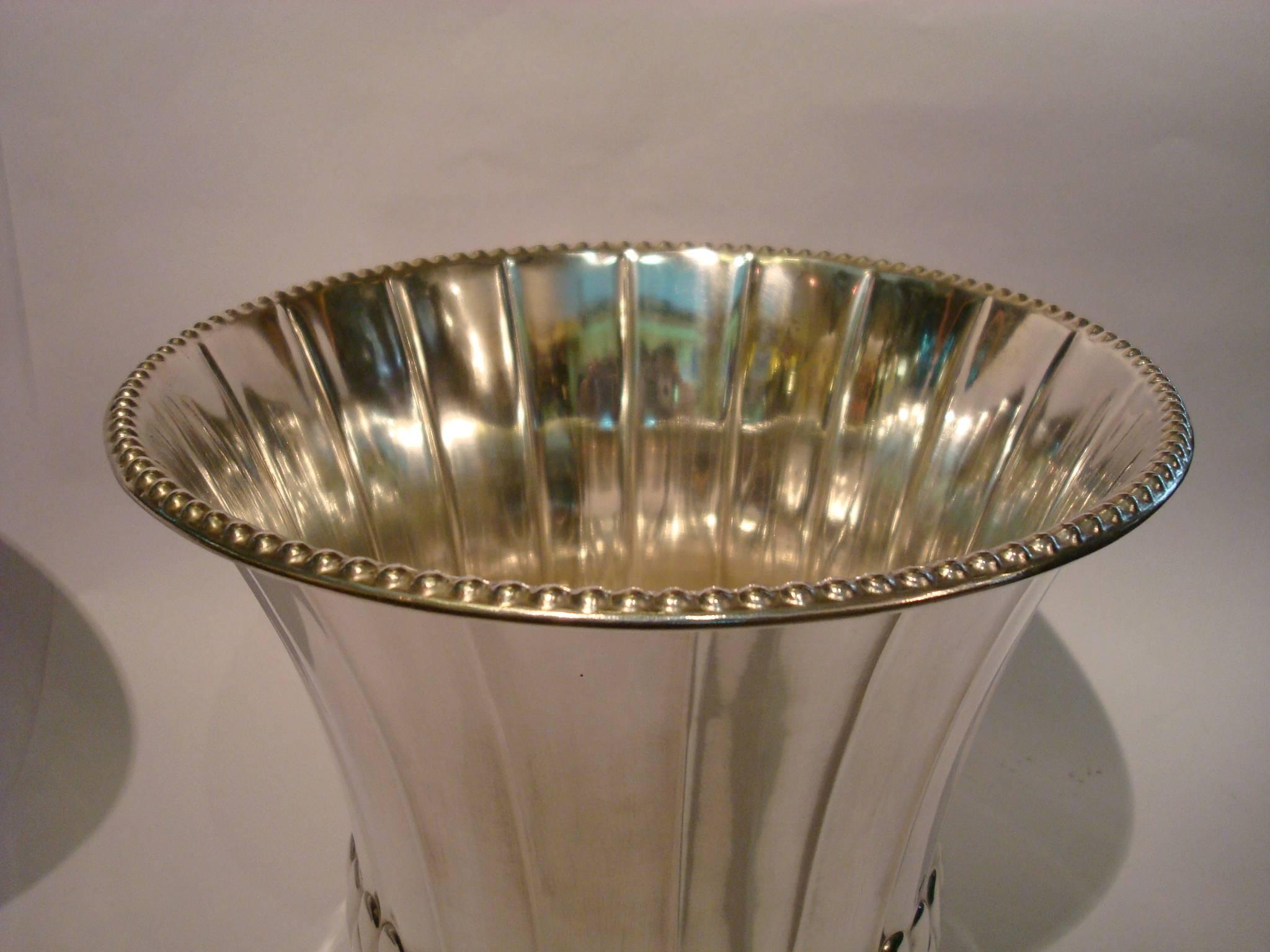 Metal Pair of Art Deco Planters Silver Plated Brass, Germany, 1920