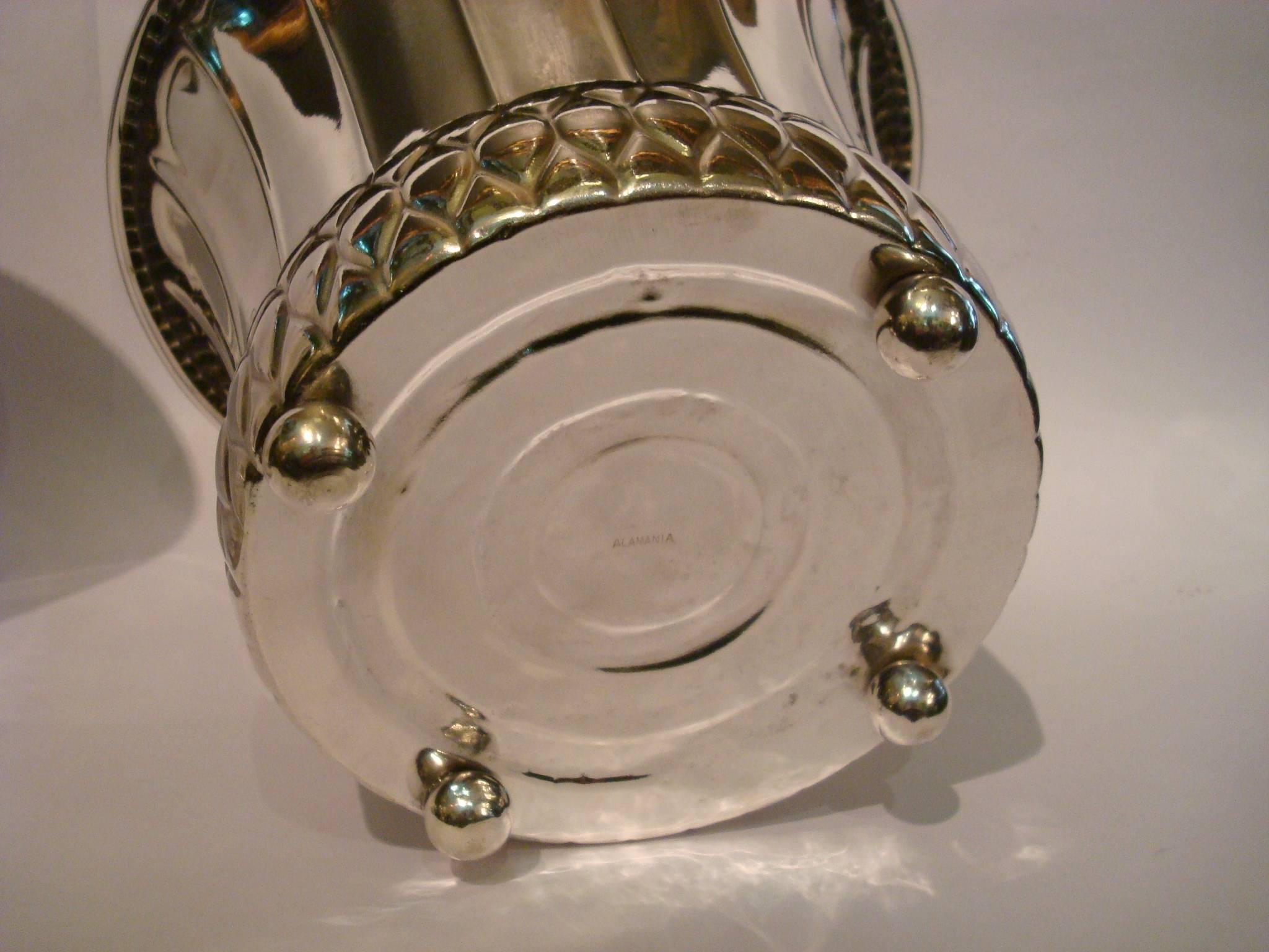 Pair of Art Deco Planters Silver Plated Brass, Germany, 1920 1