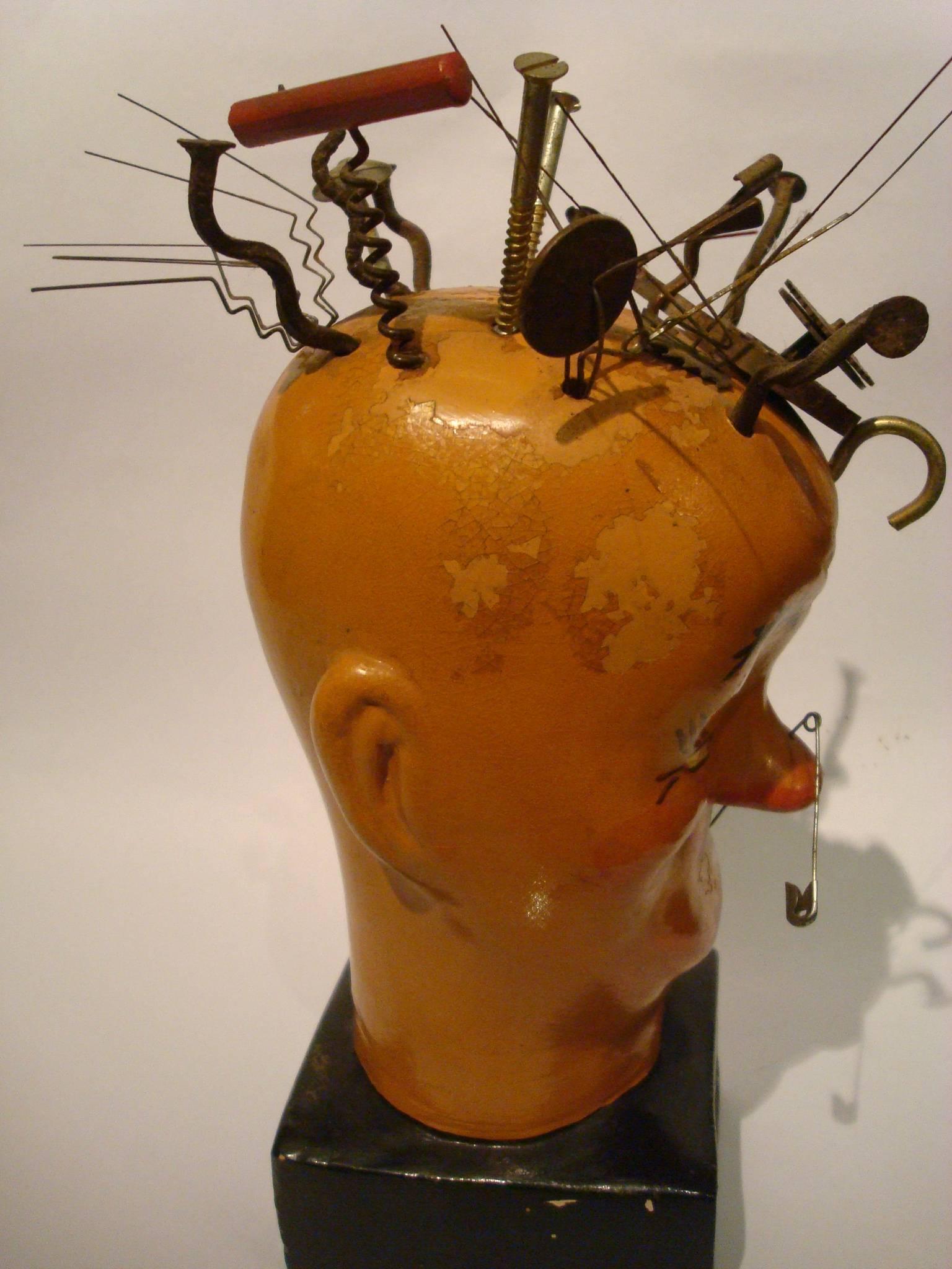 Argentine Luciano Achille Mauzán Antique Advertising Head Plaster Statue