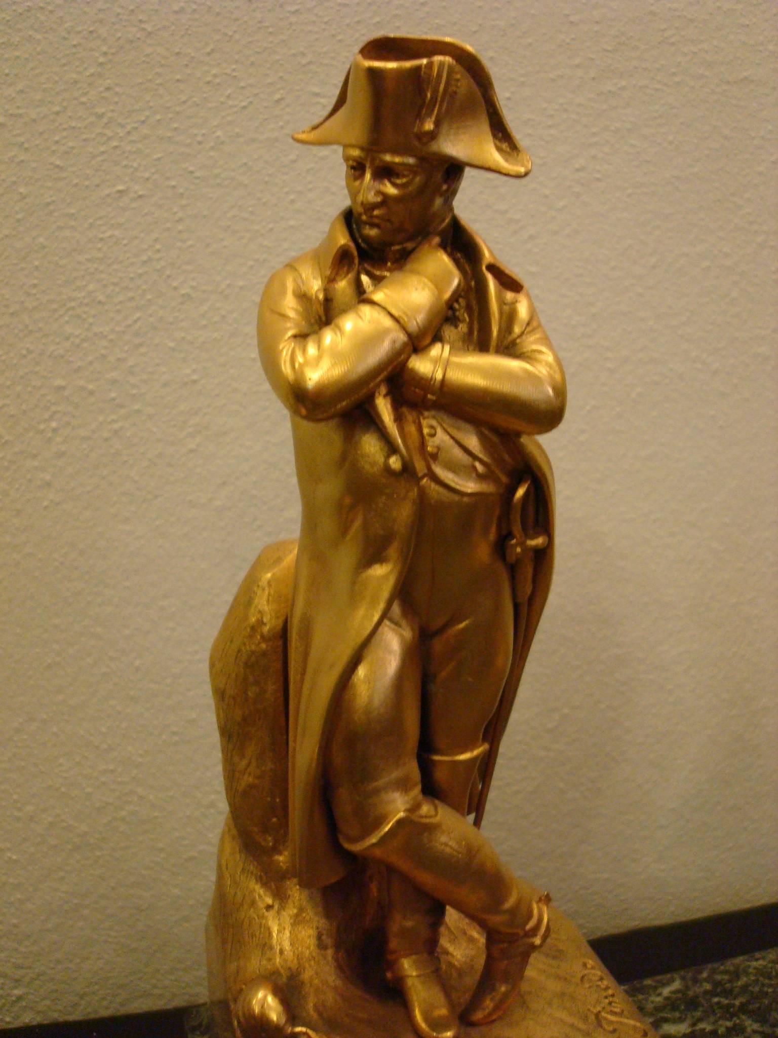 Napoleon Bronze Sculpture Desk Inkwell, Signed Emile Pinedo In Good Condition For Sale In Buenos Aires, Olivos