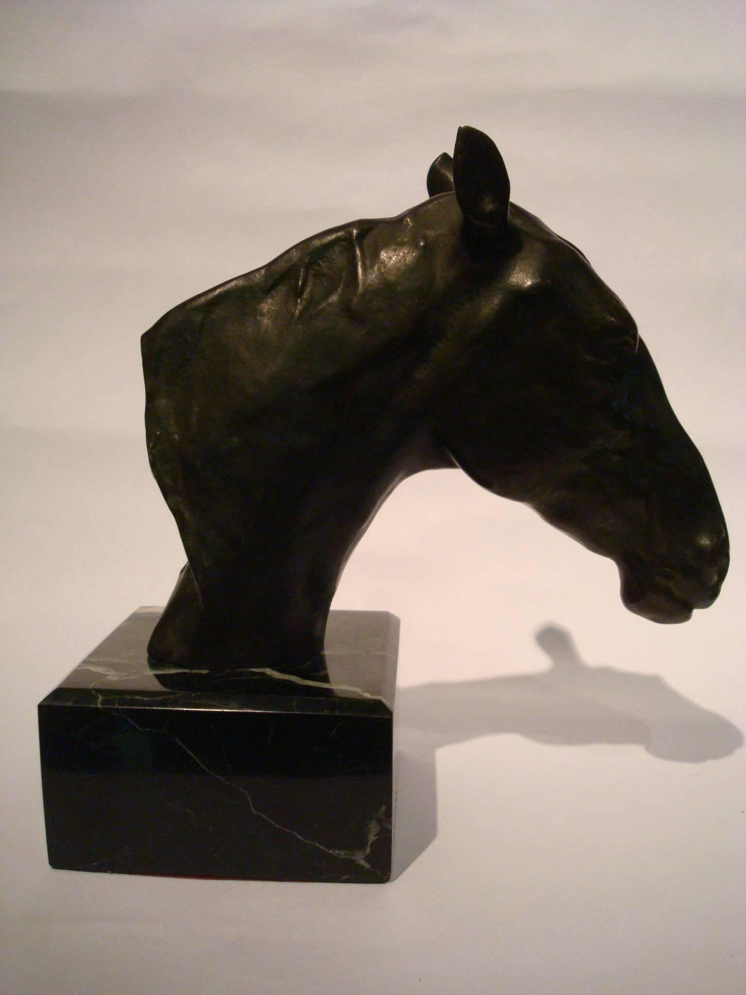 Italian Fantastic Detailed Horse Bust Bronze Sculpture Signed U. Rossi, 1917