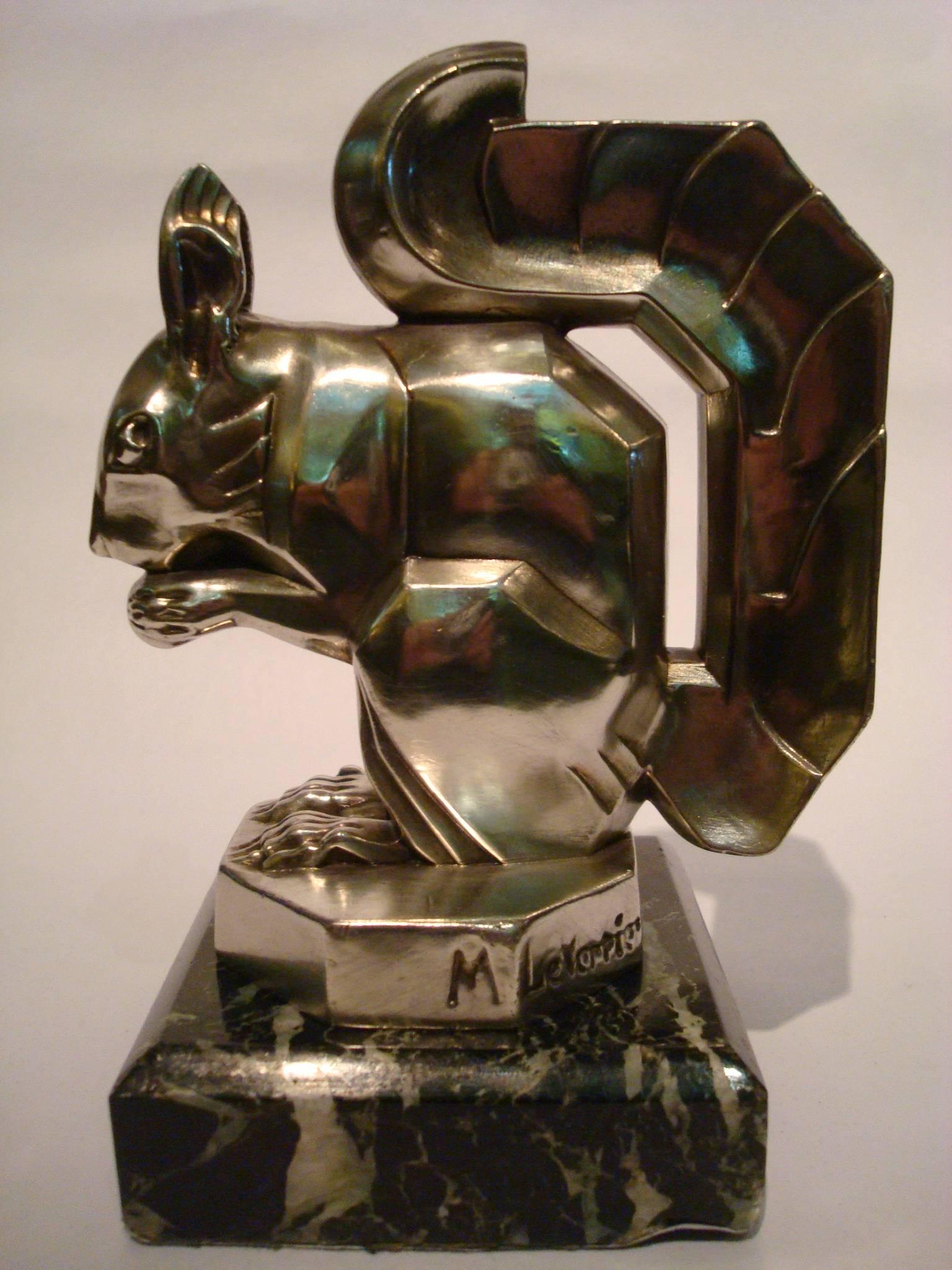 Art Deco Squirrel Bookends by Max Le Verrier, France, 1930 In Good Condition In Buenos Aires, Olivos