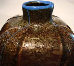 Mid-Century Fantastic Italian Murano Flower Vase, Blue, Purple with Gold, 1950´s