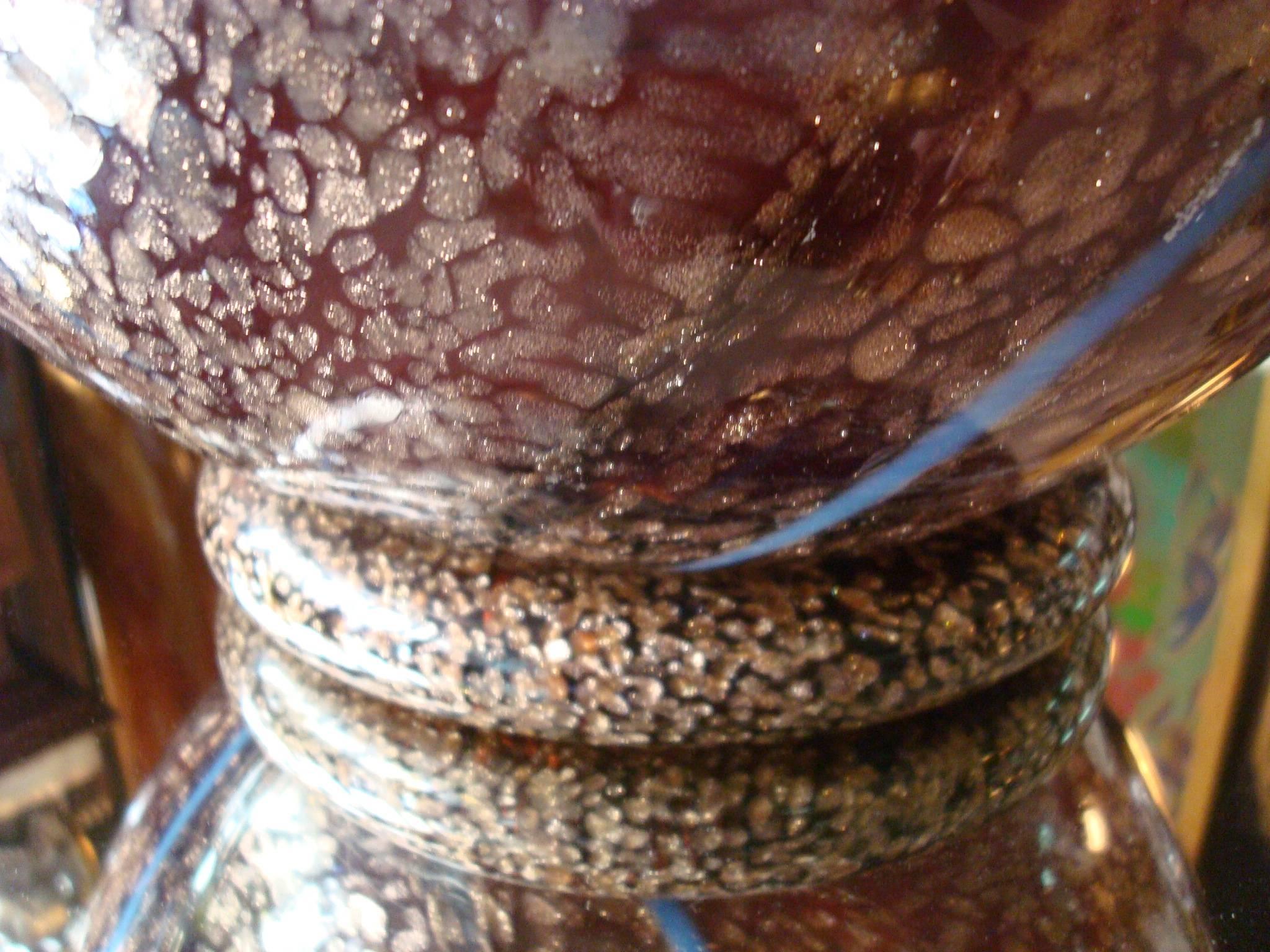 Verre de Murano Fantastique vase à fleurs en verre de Murano, bleu, violet et or en vente