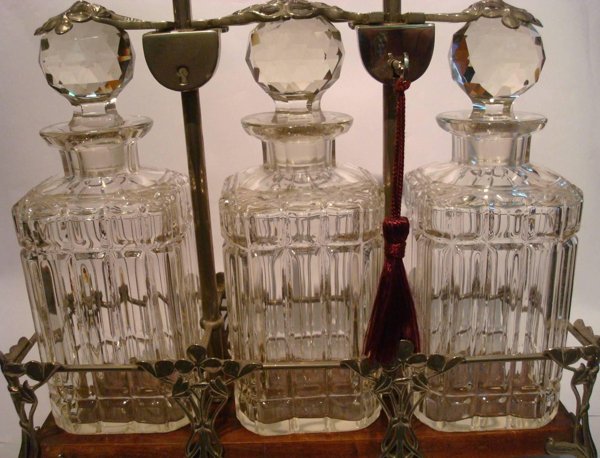 antique tantalus decanter set for sale