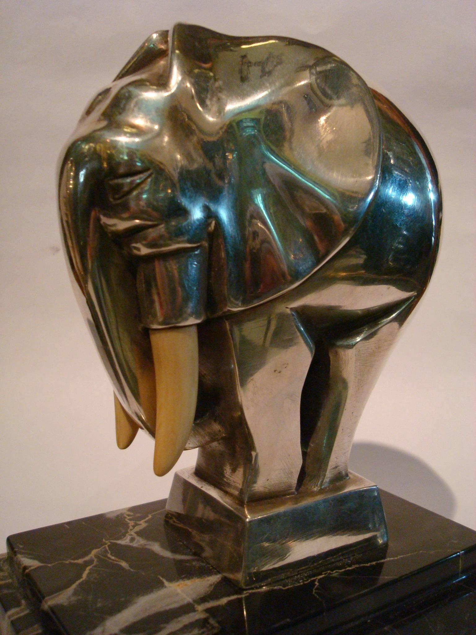 French Fantastic Art Deco Elephant Bookends Signed G. H. Laurent, France, 1920s