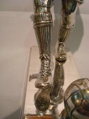 Silver Plated Bronze Soccer Football Player Sculpture