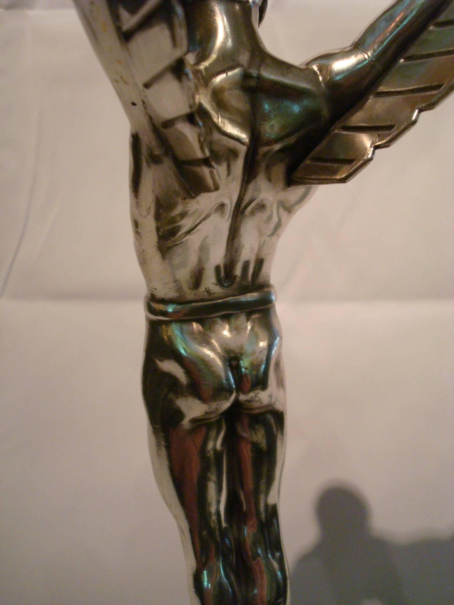Icarus, an Art Deco Sculpture of a Winged Male Nude Attributed to Schmidt Hofer In Good Condition In Buenos Aires, Olivos