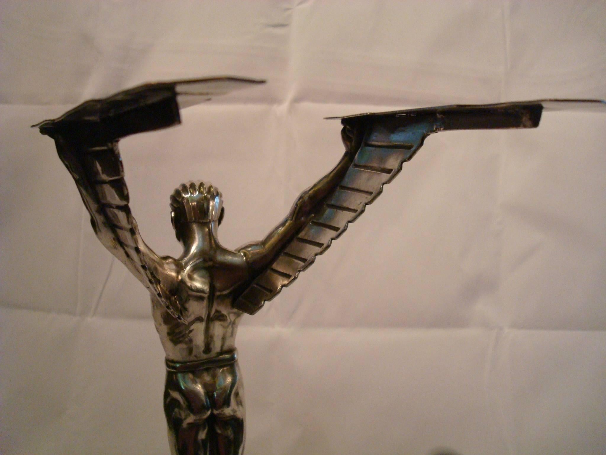 Metal Icarus, an Art Deco Sculpture of a Winged Male Nude Attributed to Schmidt Hofer