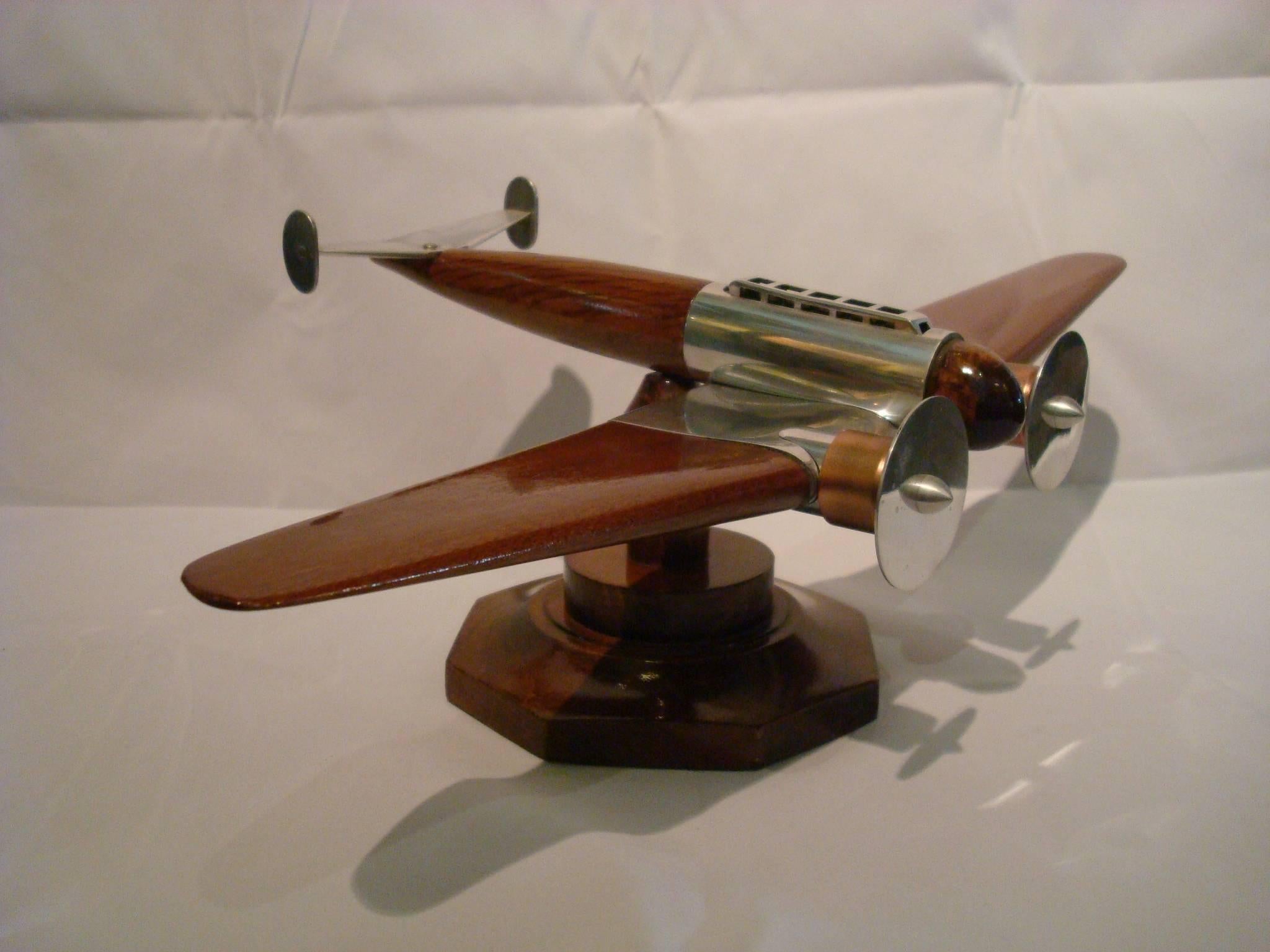 Mid-20th Century Art Deco Airplane Desk Model, France, 1930s