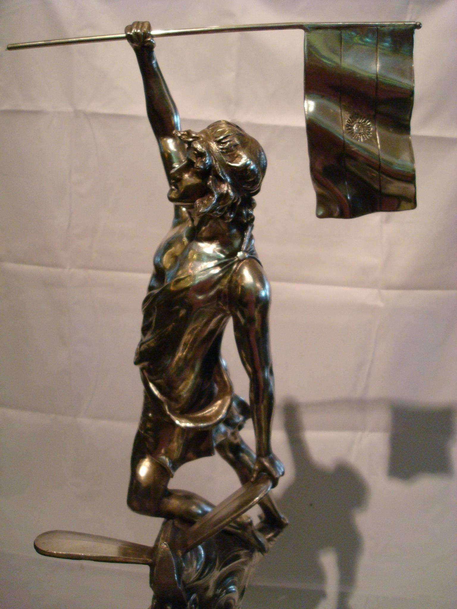 Art Nouveau Aviation Silvered Sculpture Trophy, France, 1910s 1