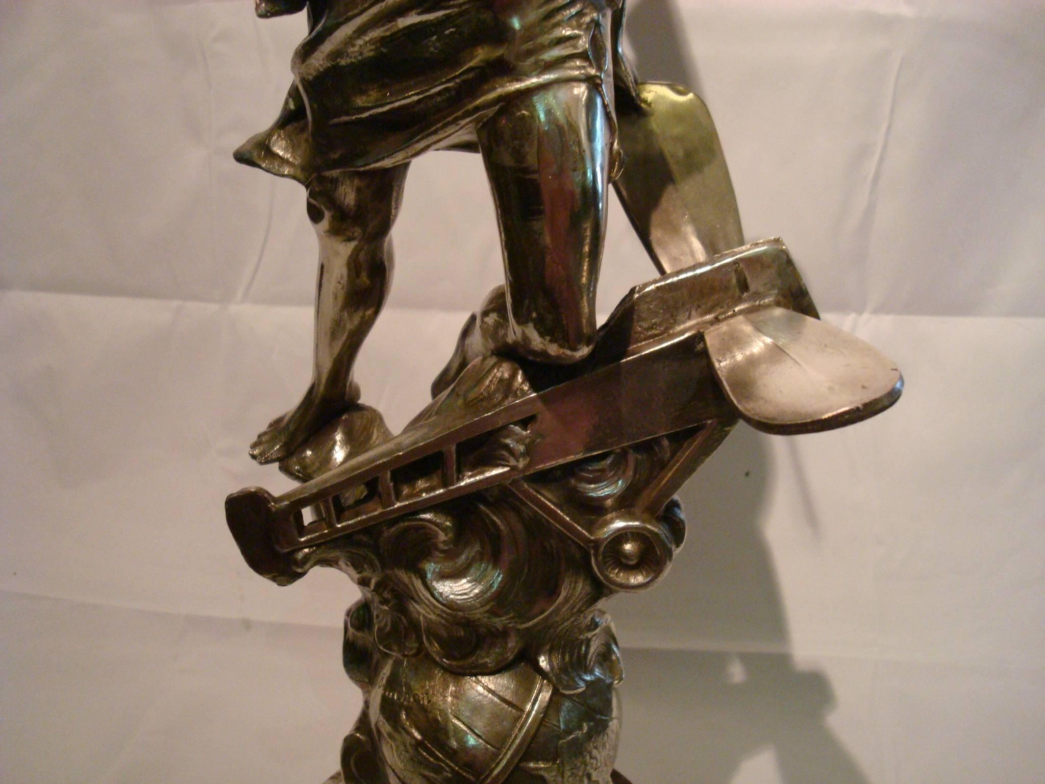 Art Nouveau Aviation Silvered Sculpture Trophy, France, 1910s 2