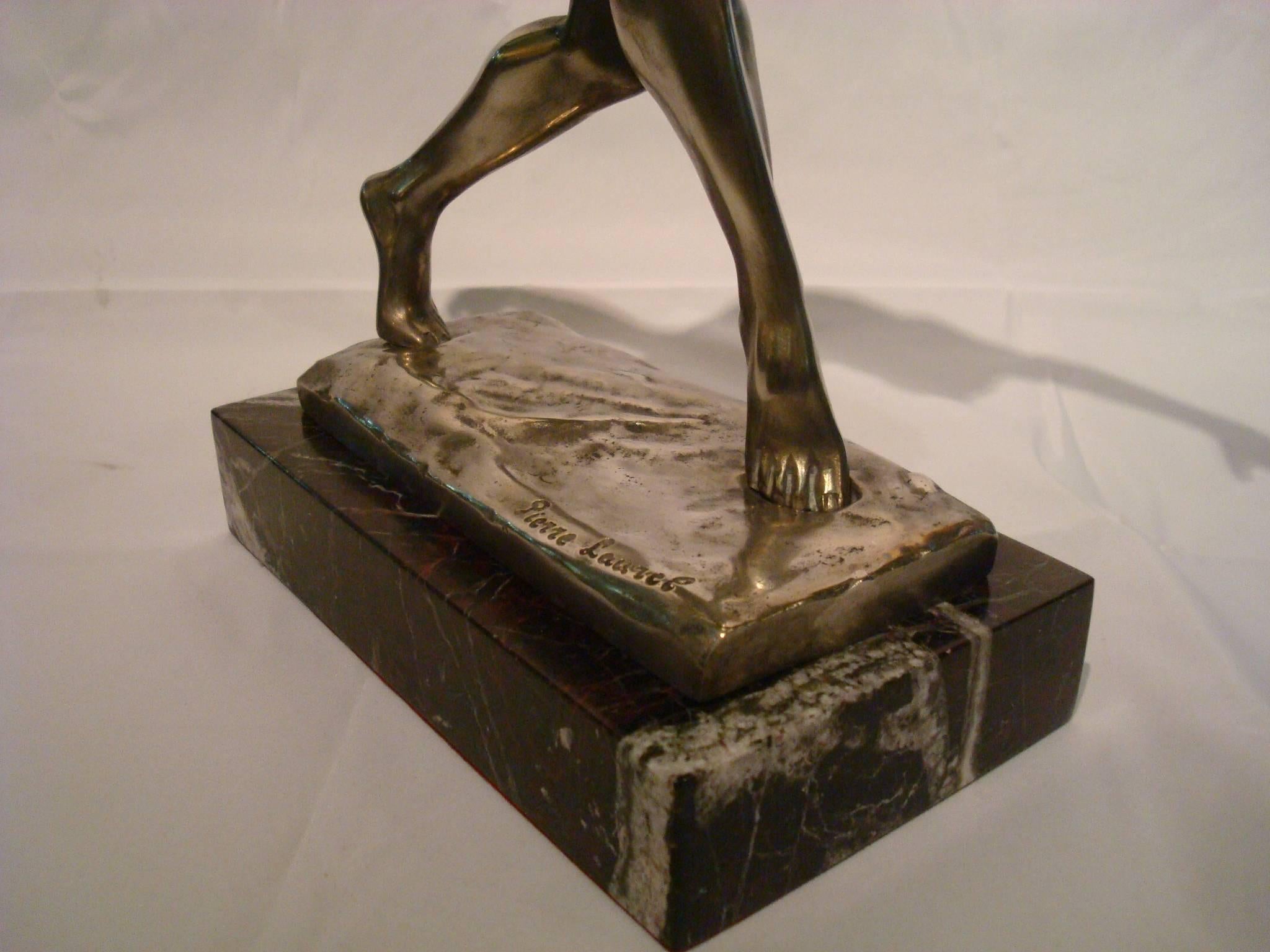 Art Deco Devil - Faun - Satyr Silvered Bronze Sculpture, 1920s In Good Condition In Buenos Aires, Olivos