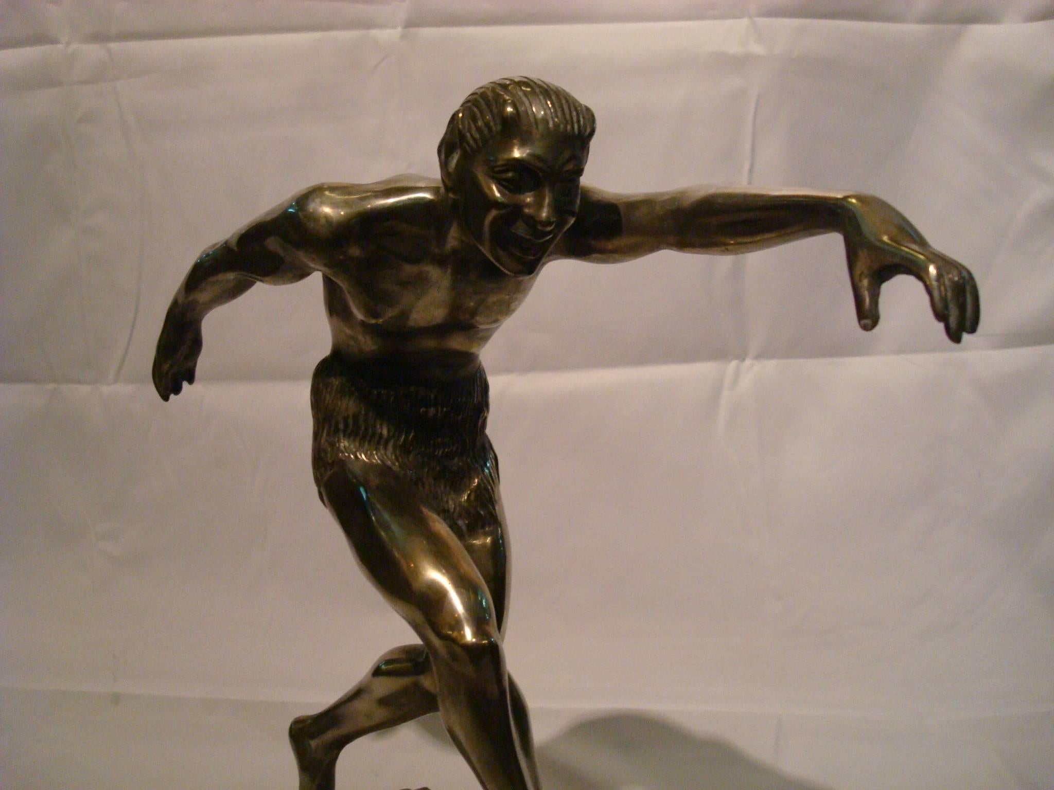 Art Deco Devil - Faun - Satyr Silvered Bronze Sculpture, 1920s 1