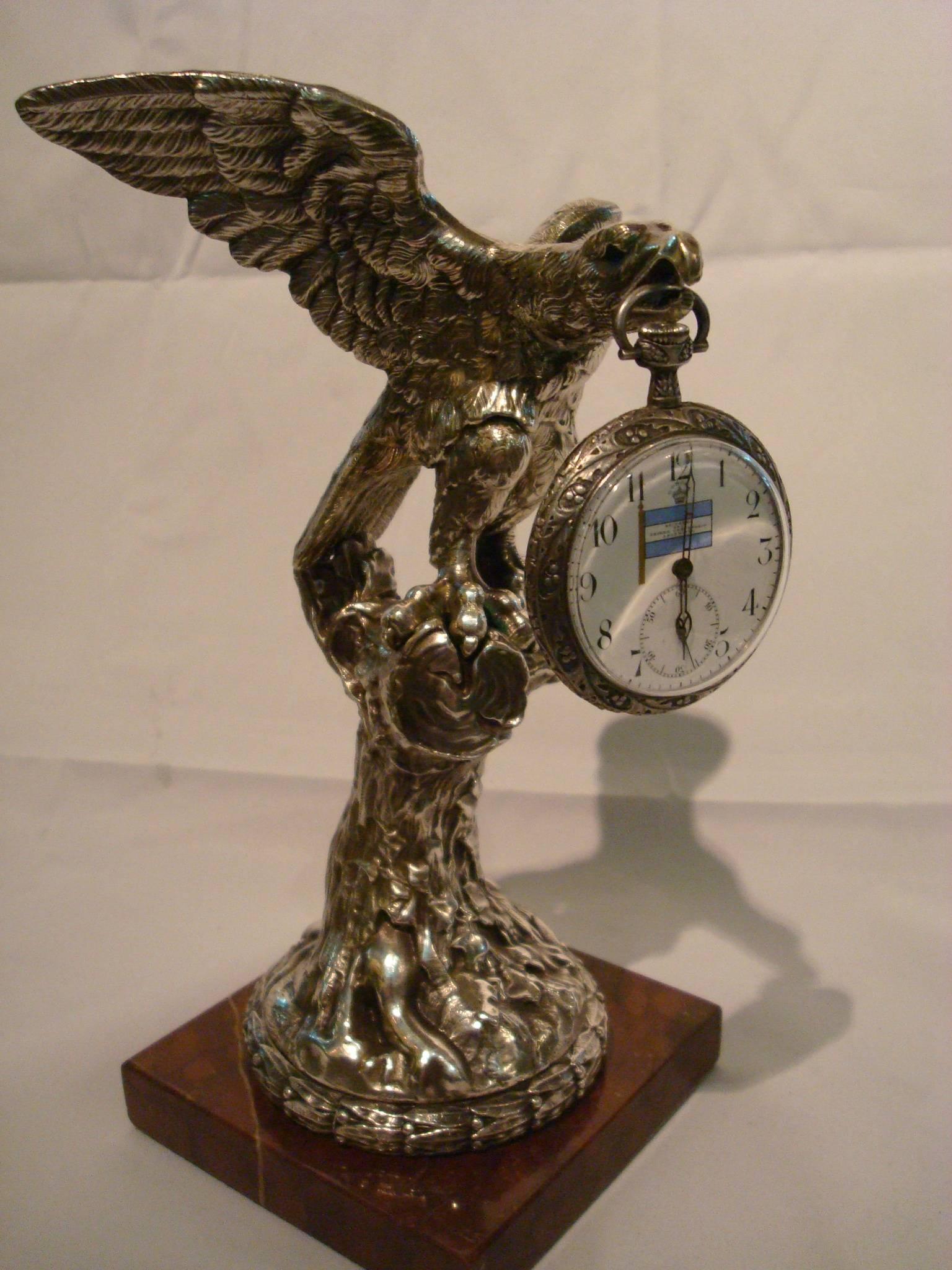 Art Nouveau American Eagle Pocket Clock Holder, 1900s