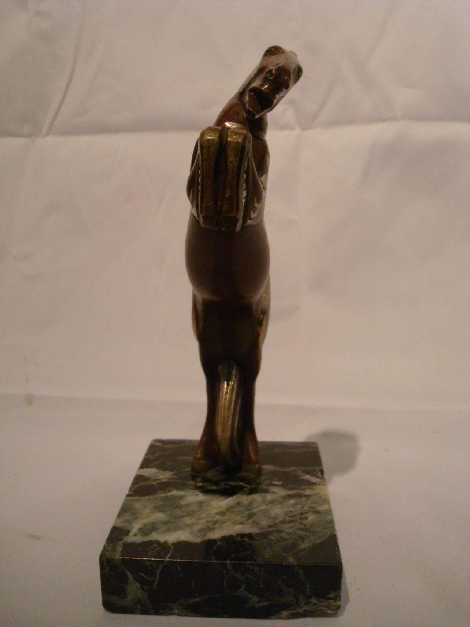 French Art Deco, Cubist Becquerel Bronze Polo Horse with Original Patina, 1920s For Sale