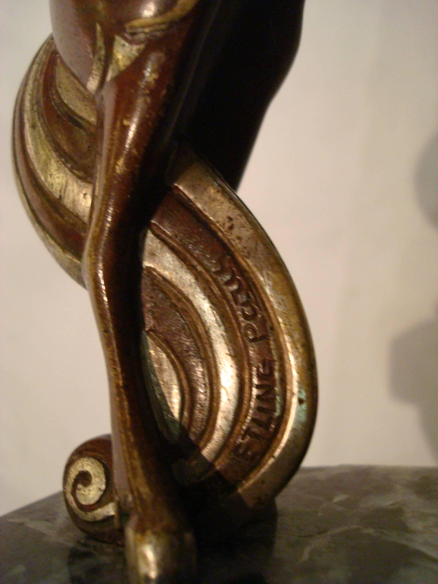 Polo art déco en bronze avec patine d'origine en forme de cheval de cavalier cubiste, années 1920 en vente 1