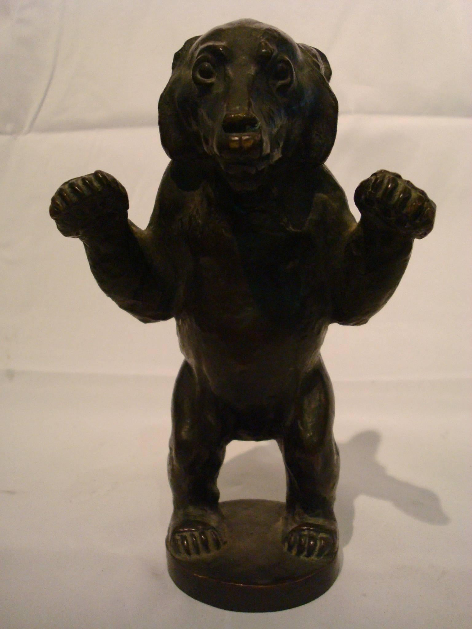 Art Deco Young Bear Bronze Figure For Sale