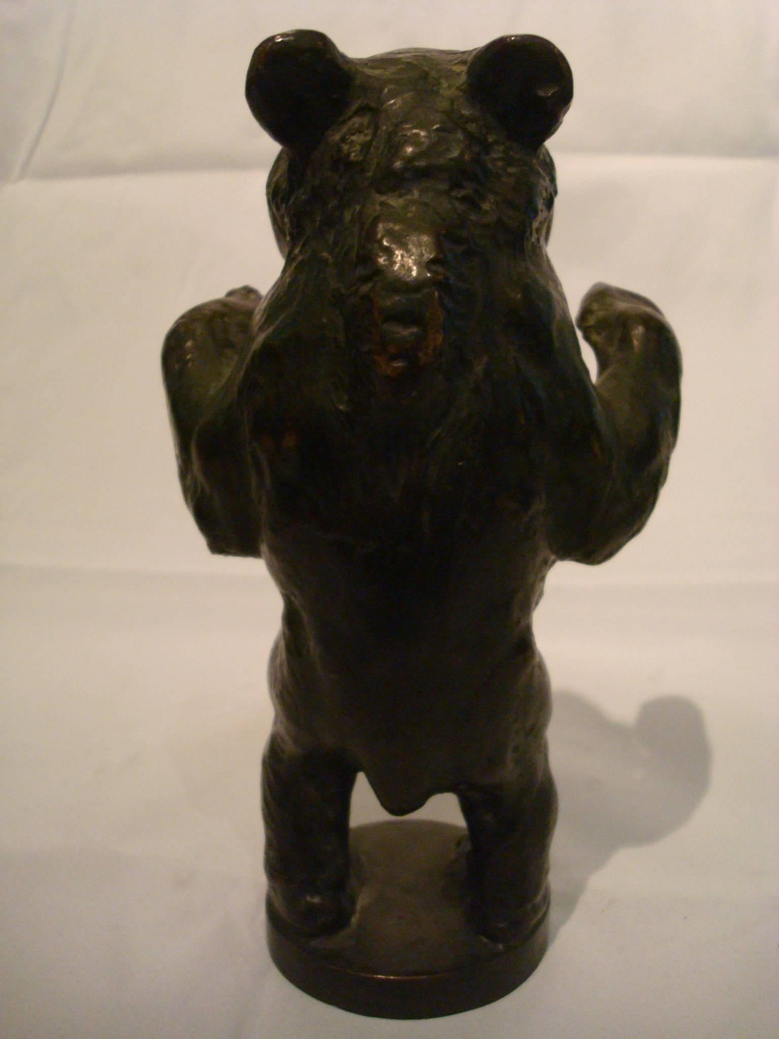 Early 20th Century Young Bear Bronze Figure For Sale