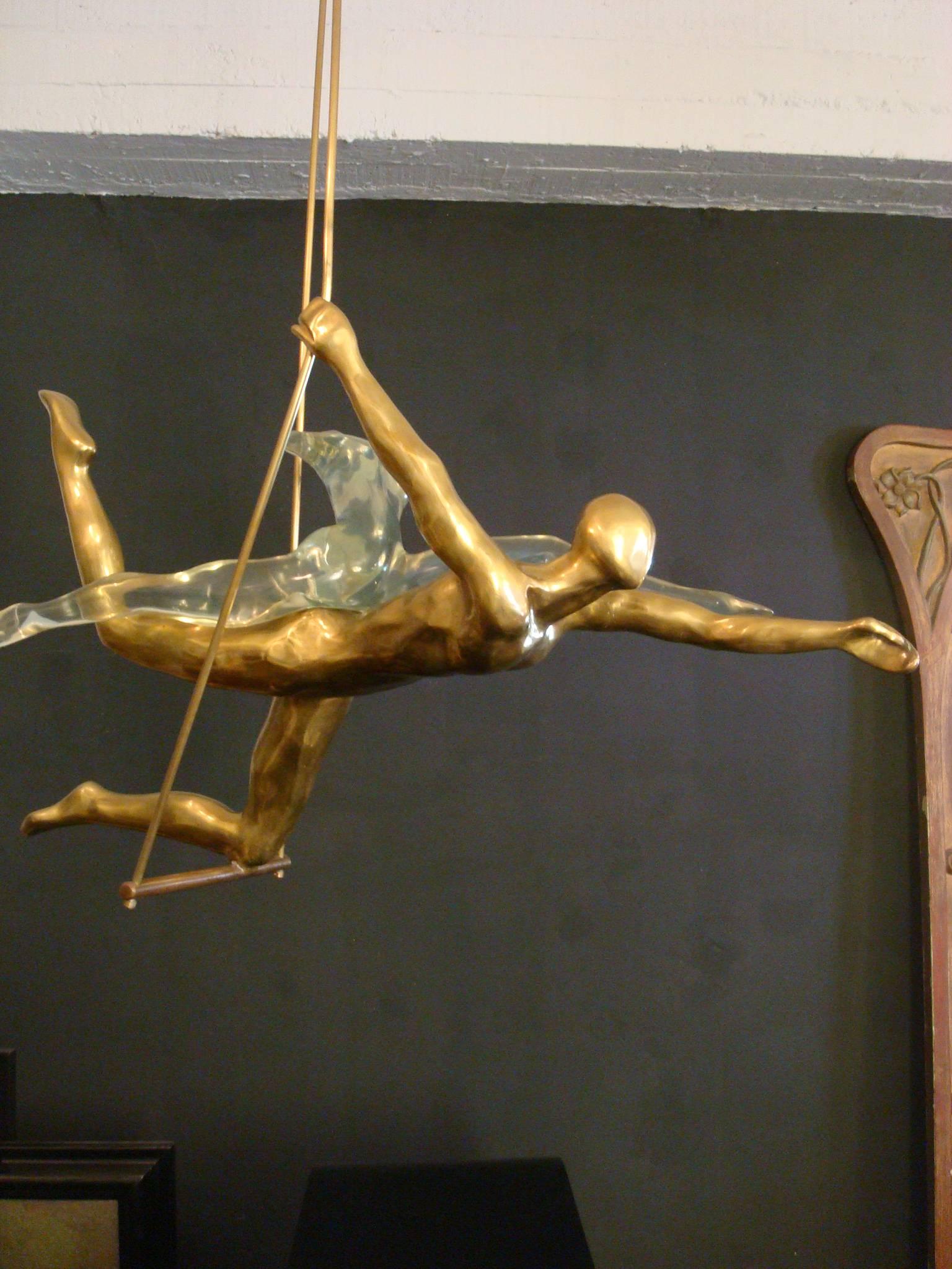 Fantastic Couple on a Circus Trapeze, Sculpture by Max Forti, Italy, 1984 In Good Condition In Buenos Aires, Olivos