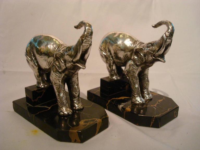 French Art Deco Elephants Bookends, France, 1920s For Sale