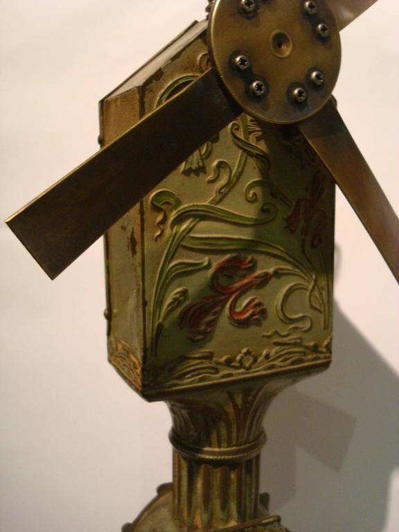 Zephyr Clockwork Fan and Desk Clock Antique Vintage Technology, France