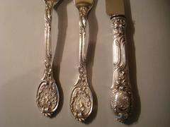 Rococo Odiot Meissonnier Sterling Silver Cutlery Flatware for 12, France