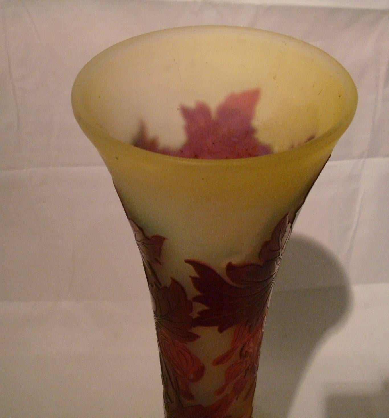 Emile Galle Art Nouveau Cameo Glass Flower Vase 1