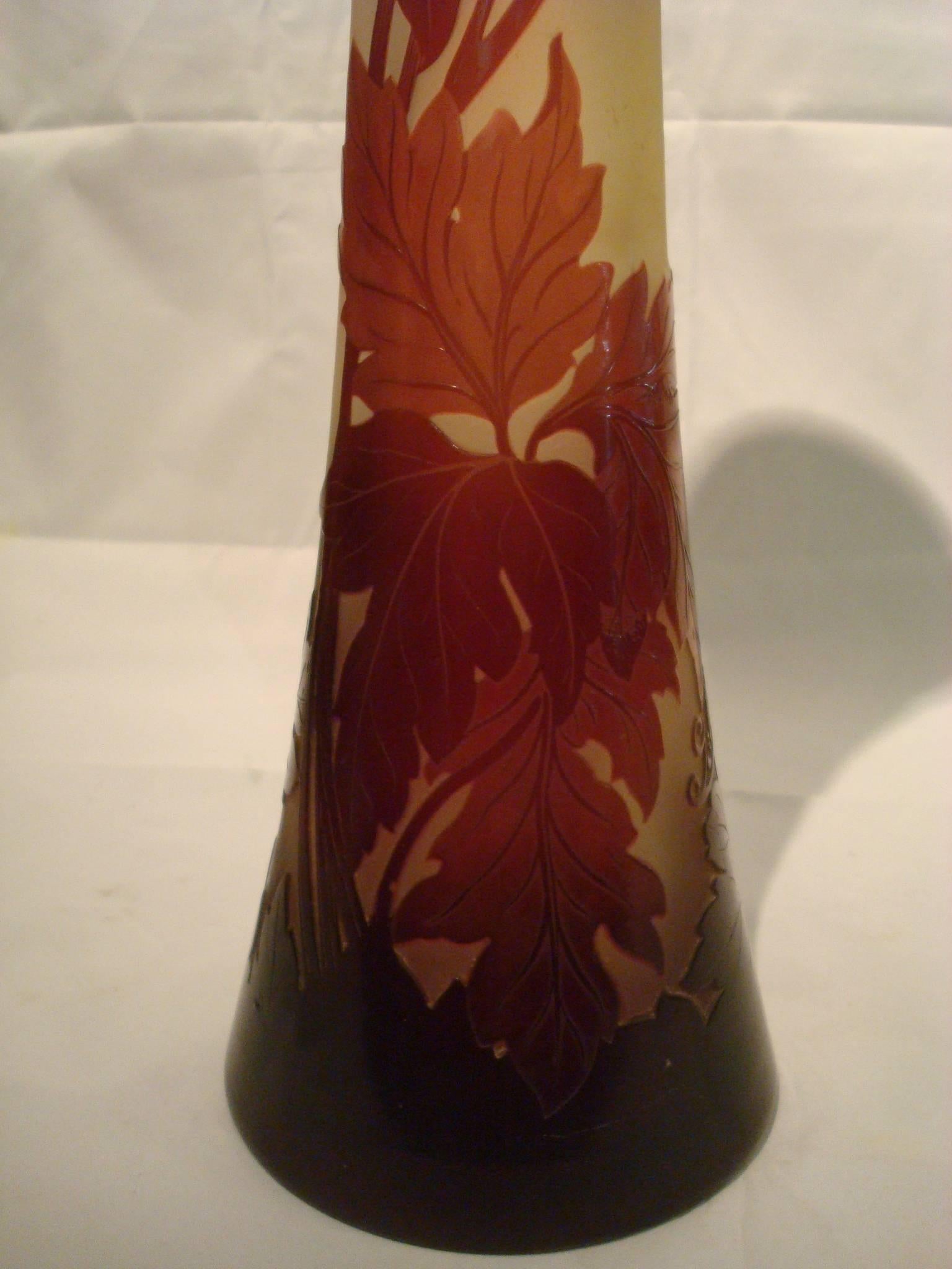 Emile Galle Art Nouveau Cameo Glass Flower Vase 2