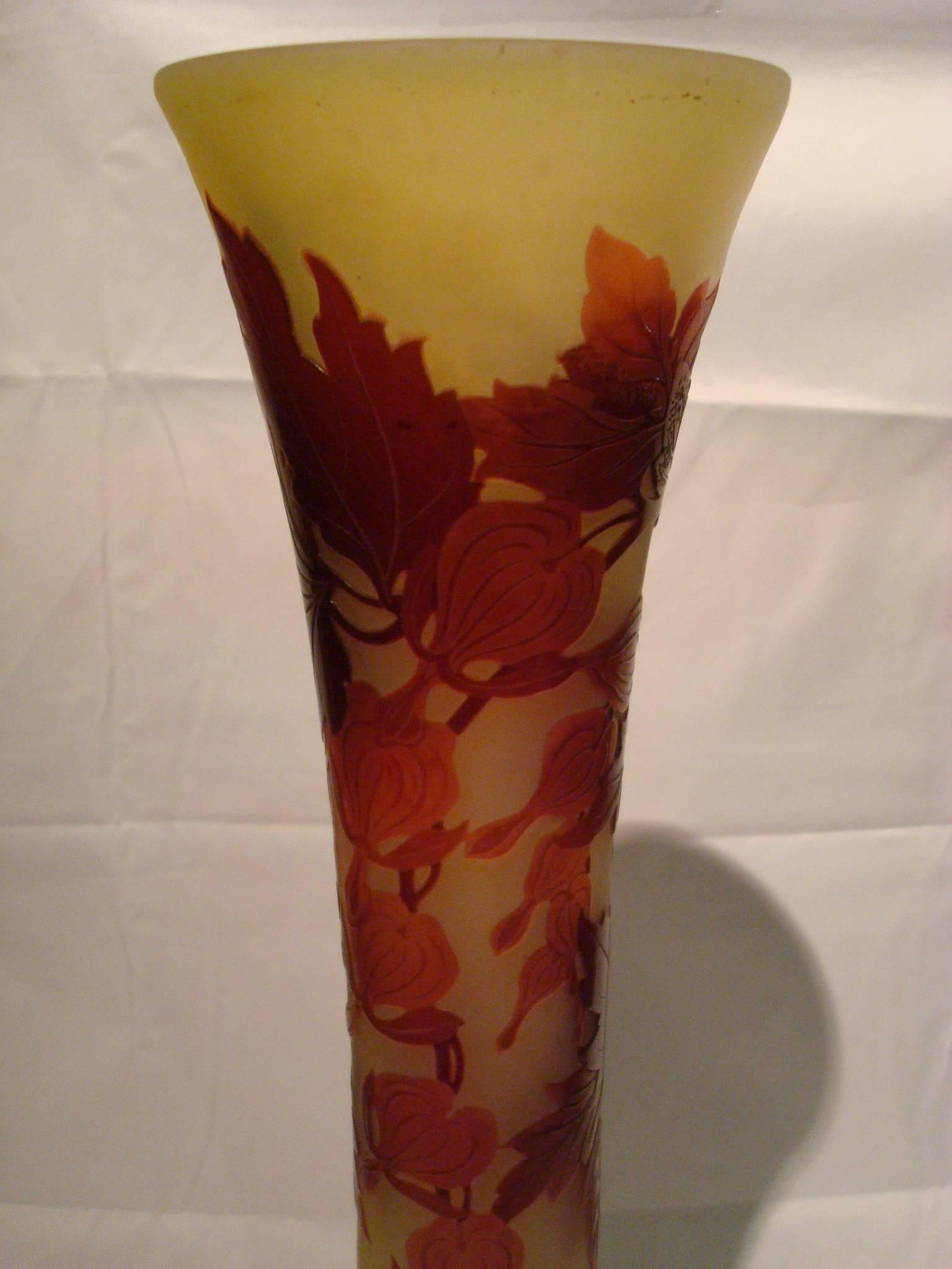 Emile Galle Art Nouveau Cameo Glass Flower Vase 3
