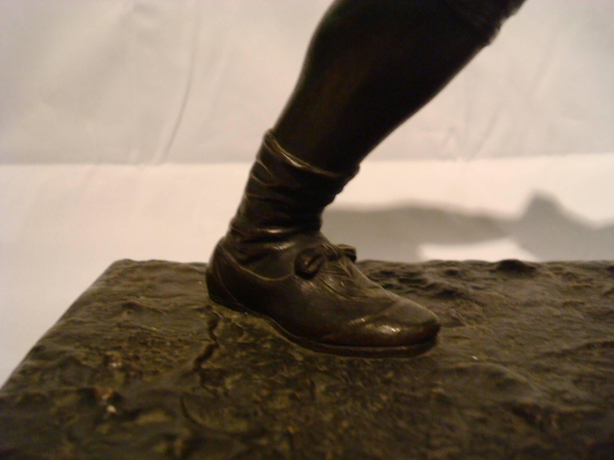 19th Century French Bronze Sport Pugilist Box Sculpture by E. Hebert In Good Condition In Buenos Aires, Olivos