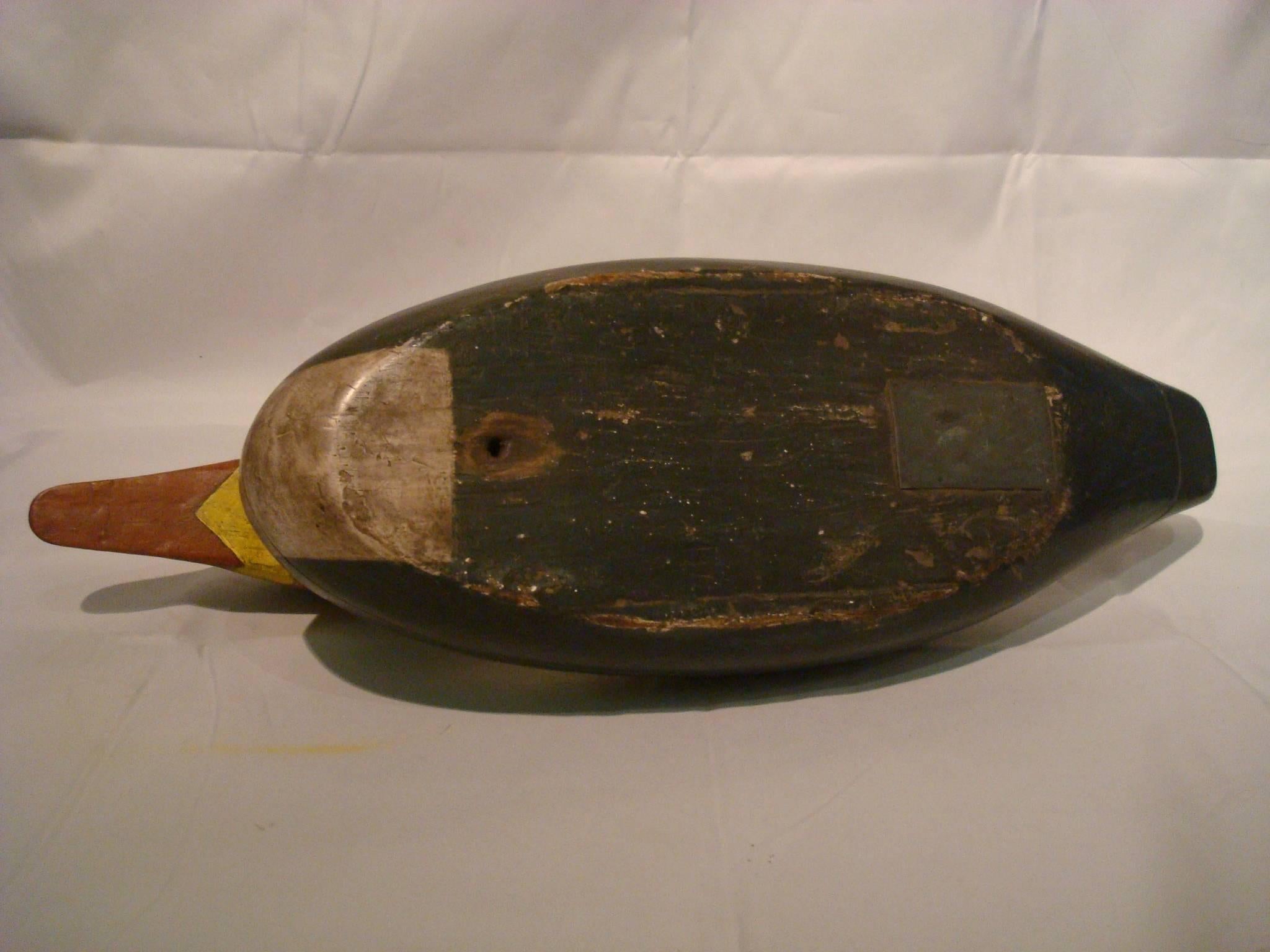 Hand-Carved Hen Merganser Hunting Decoy attributed to John Dawson Folk Art, Americana For Sale