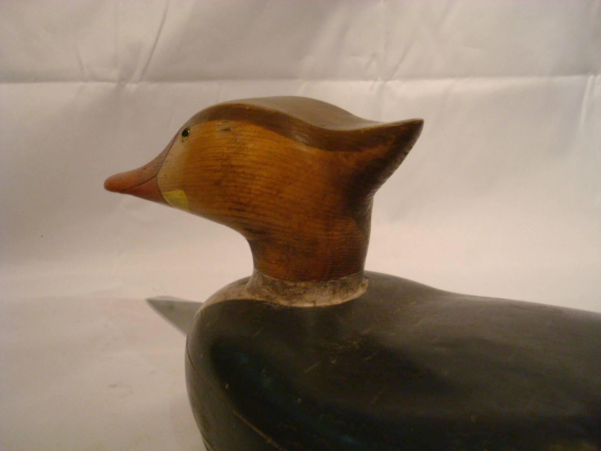 20th Century Hen Merganser Hunting Decoy attributed to John Dawson Folk Art, Americana For Sale