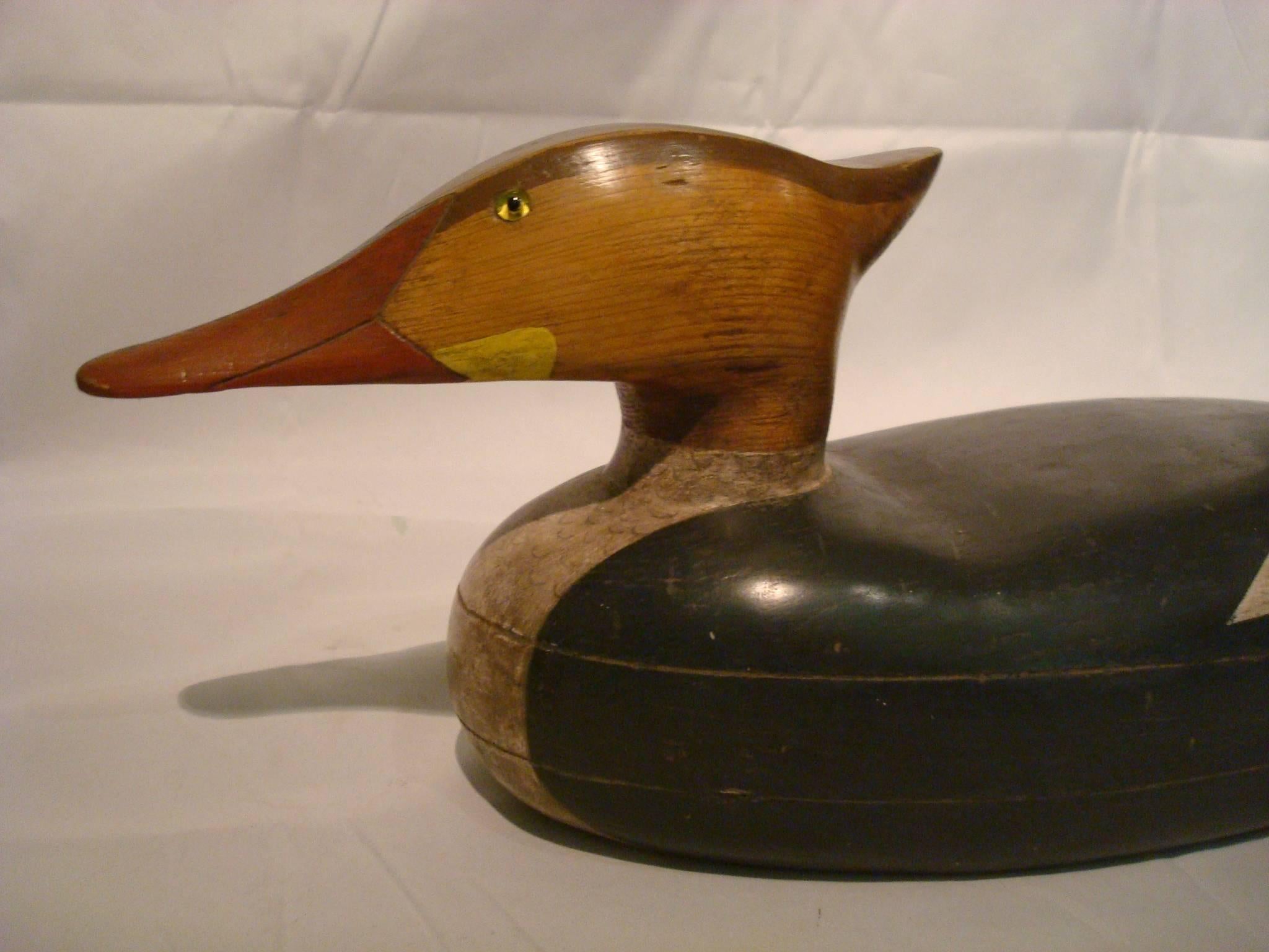 Wood Hen Merganser Hunting Decoy attributed to John Dawson Folk Art, Americana For Sale