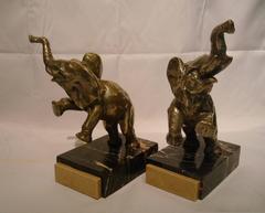 Art Deco Pair of Elephant Bookends, L. Fontinelle, France, 1930