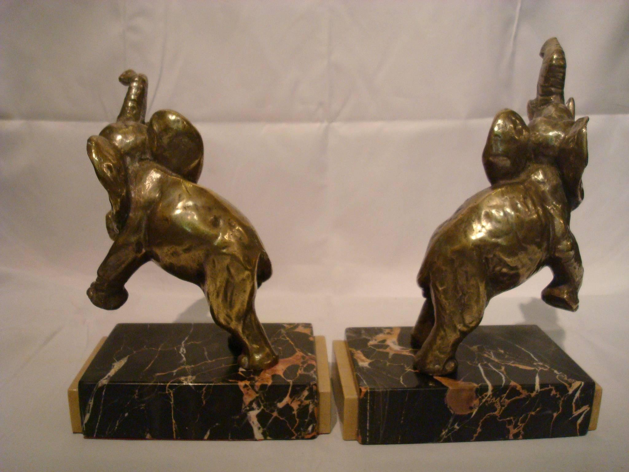 Mid-20th Century Art Deco Pair of Elephant Bookends, L. Fontinelle, France, 1930